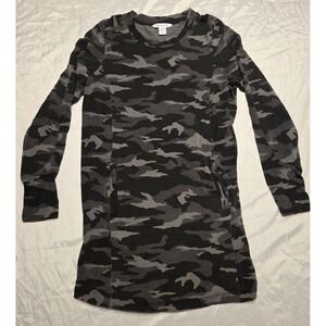 Athleta Balance Dress Long Sleeve Black Luxe Camo Print Pocket Womens Medium